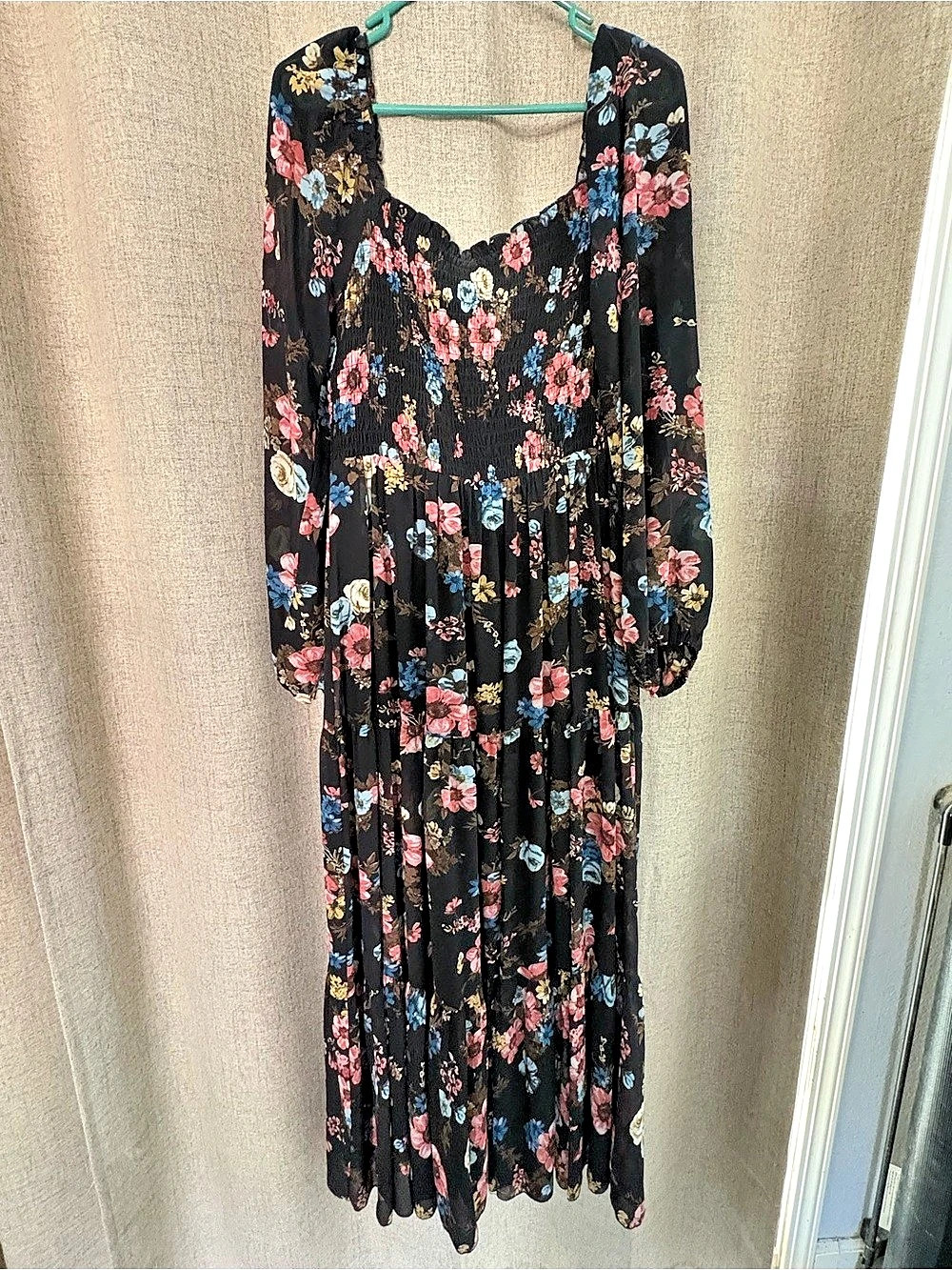 Floral Maxi Dress in Black & Pink Like New